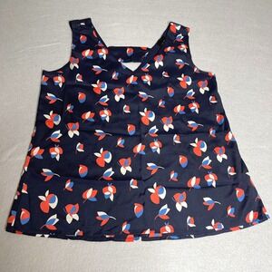 Anthropologie W5 Floral Sleeveless Blouse V-Neck Back Strap Top